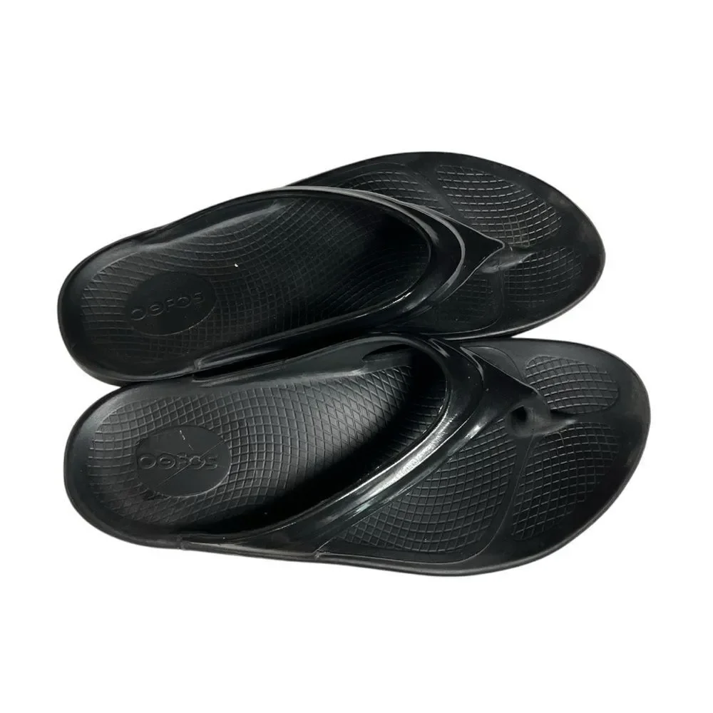 Oofos Women’s Black Oolala Recovery Thong Sandal Slide Size 11 US